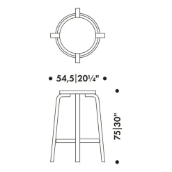 Artek 64 Barhocker Gestell klar lackiert 75cm| Barhocker