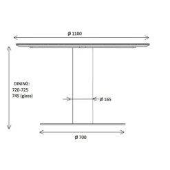 Gubi 2.0 Dining Table Gestell schwarz Ø110cm| Tische|Esstische