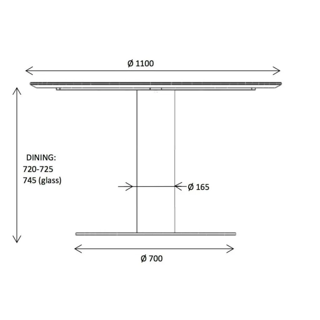 Gubi 2.0 Dining Table Gestell schwarz Ø110cm| Tische|Esstische