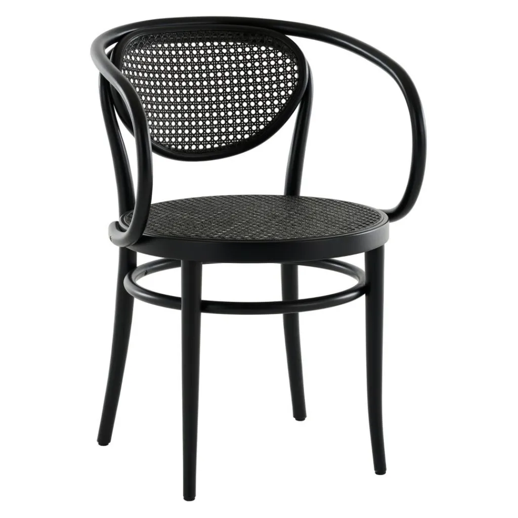 Stühle^Thonet 210 R Bugholz-Armlehnstuhl mit Rohrgeflecht Dark Melange