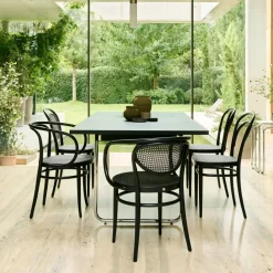 Stühle^Thonet 210 R Bugholz-Armlehnstuhl mit Rohrgeflecht Dark Melange