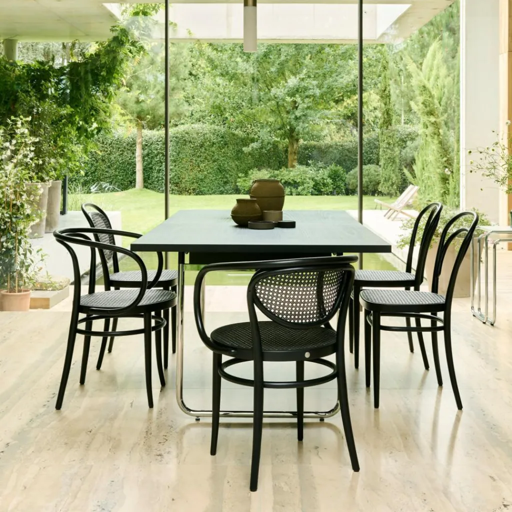 Stühle^Thonet 210 R Bugholz-Armlehnstuhl mit Rohrgeflecht Dark Melange