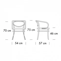 Stühle^Thonet 210 R Bugholz-Armlehnstuhl mit Rohrgeflecht Dark Melange