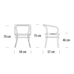 Thonet 209 R Bugholz-Armlehnstuhl mit Rohrgeflecht| Stühle