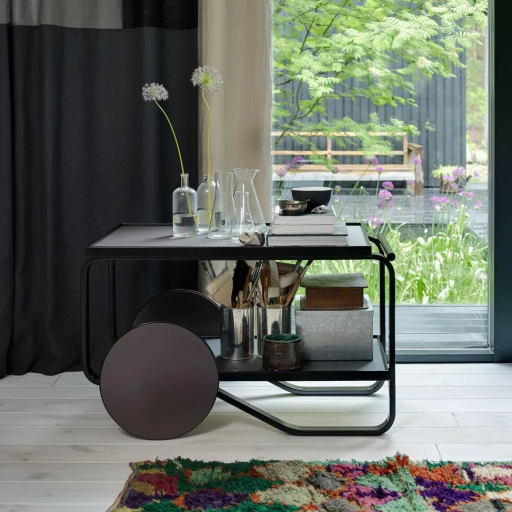 Servierwagen^Artek 901 Teewagen Gestell Birke schwarz