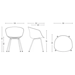 HAY About a Chair AAC 26 2.0 Armlehnstuhl Gestell Stahl weiß| Stühle