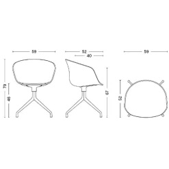 Stühle^HAY About a Chair AAC 21 Drehstuhl gepolstert Gestell weiß