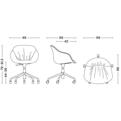 HAY About a Chair AAC 253 Soft Bürodrehstuhl Gestell poliert| Bürostühle