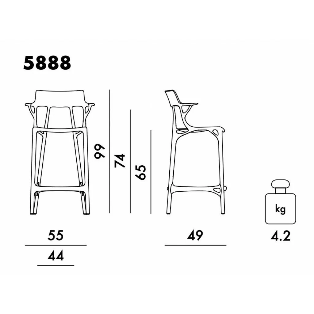 Barhocker^Kartell AI Barhocker 65cm