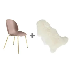 Gubi Aktionsset Beetle Dining Chair Stuhl Gestell Messing + Fell| Stühle