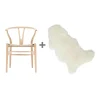Carl Hansen Aktionsset CH24 Wishbone Chair mit Fell| Stühle