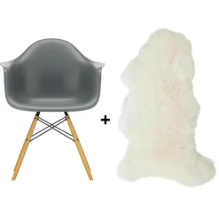 Stühle^Vitra Aktionsset Eames Plastic Armchair DAW RE + Lammfell gratis