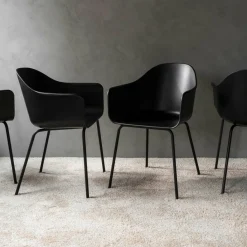 Audo Aktionsset Harbour Armlehnstuhl Stahlgestell schwarz + Fell| Stühle