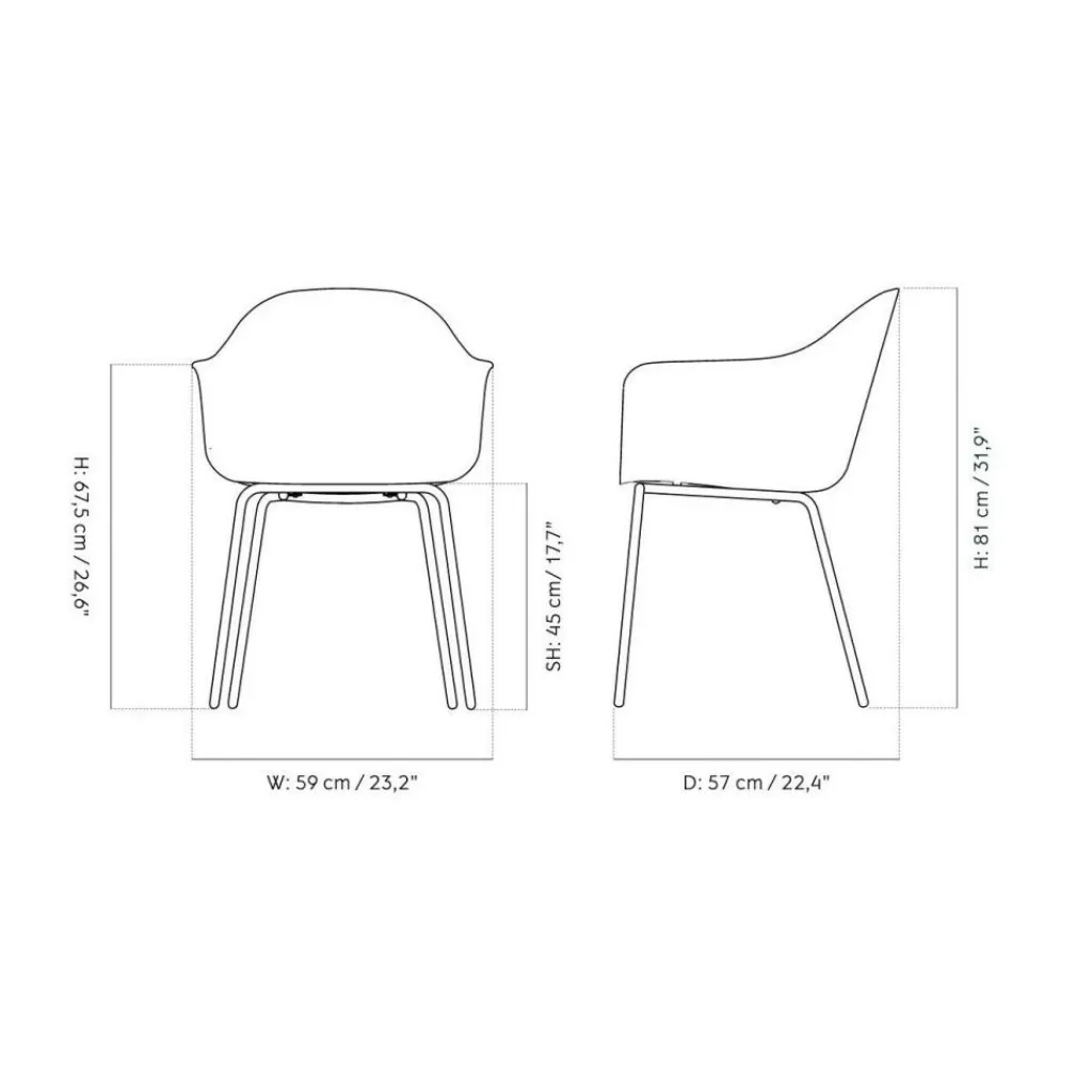 Audo Aktionsset Harbour Armlehnstuhl Stahlgestell schwarz + Fell| Stühle