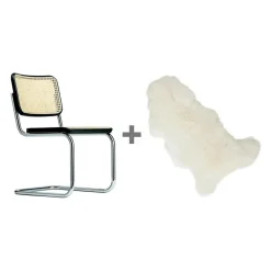 Stühle^Thonet Aktionsset S 32 V Freischwinger Stuhl + Fell