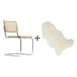 Stühle^Thonet Aktionsset S 32 V Freischwinger Stuhl + Fell