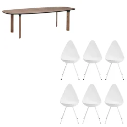 Fritz Hansen Analog™ Esstisch + 6 Drop™ Stühle Set| Tische|Esstische