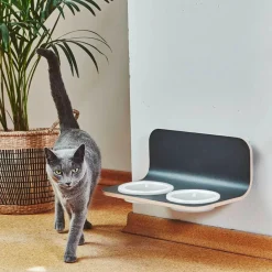 MiaCara Arco Katzennapfhalter mit Porzellannäpfen| Heimtierbedarf