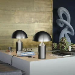 Oluce Atollo Tischleuchte Nickel| Nachttischleuchten