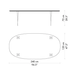Fritz Hansen B614 Super-elliptischer Tisch 240x120x72cm| Tische