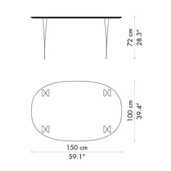 Fritz Hansen B612 Super-elliptischer Tisch Furnier 150x100x72cm| Esstische