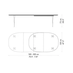 Tische^Fritz Hansen B619 Super-elliptischer Tisch Laminat ausziehbar