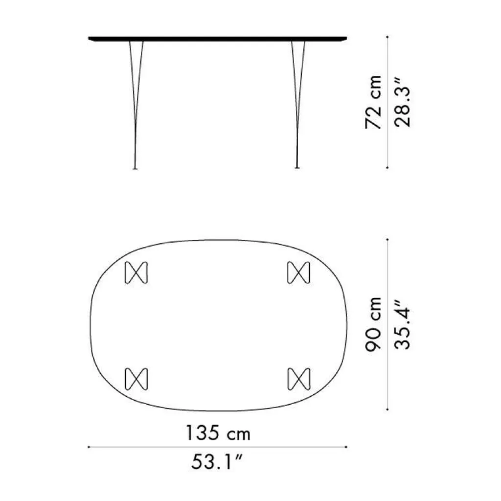 Tische|Esstische^Fritz Hansen B611 Super-elliptischer Tisch 135x90x72cm