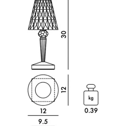 Kartell Battery LED Outdoor Tischleuchte mit Akku| Outdoor-Akkuleuchten|Outdoor-Akkuleuchten