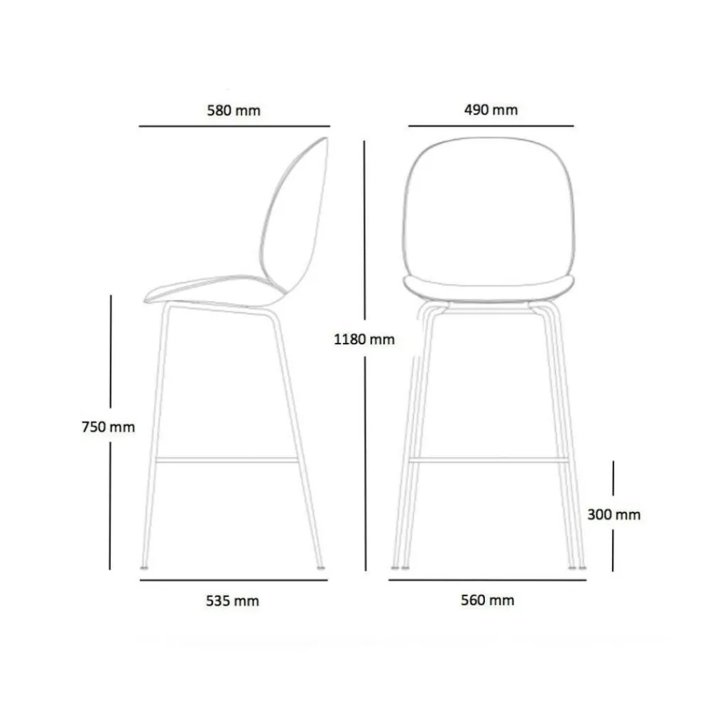 Gubi Beetle Bar Chair Barhocker Messing 118cm| Barhocker