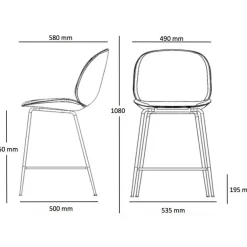 Barhocker^Gubi Beetle Barhocker Gestell chrom 108cm