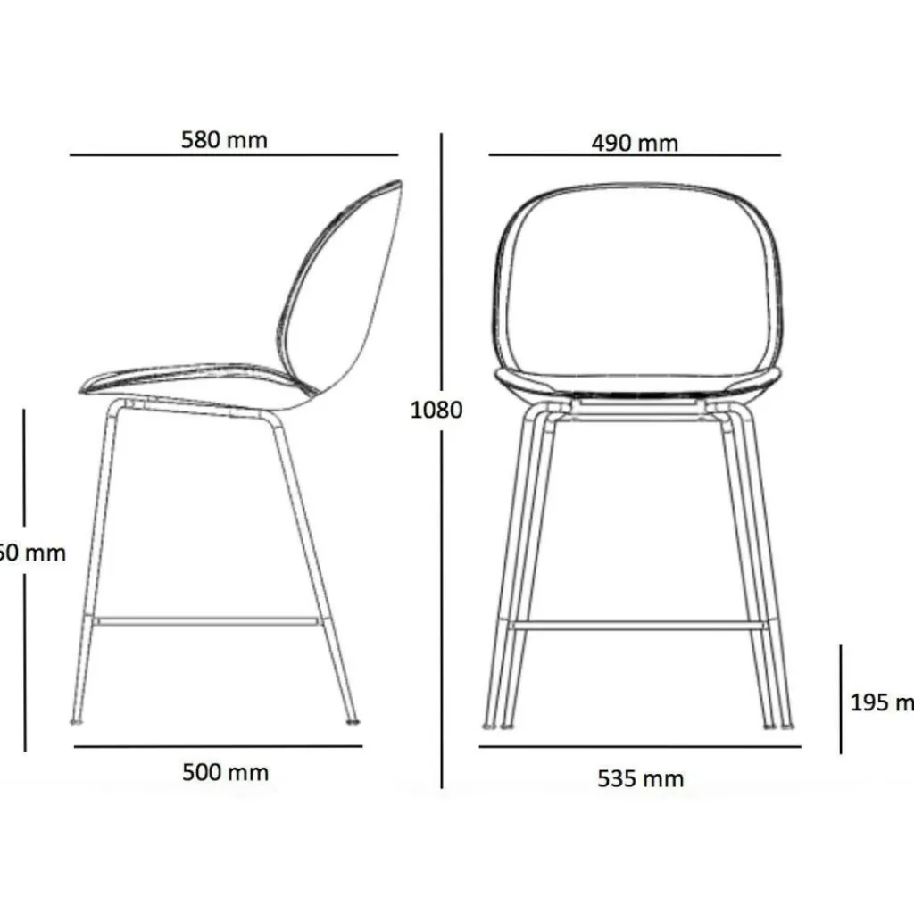 Barhocker^Gubi Beetle Barhocker Gestell chrom 108cm