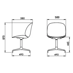 Stühle^Gubi Beetle Meeting Stuhl Gestell 4-Stern drehbar