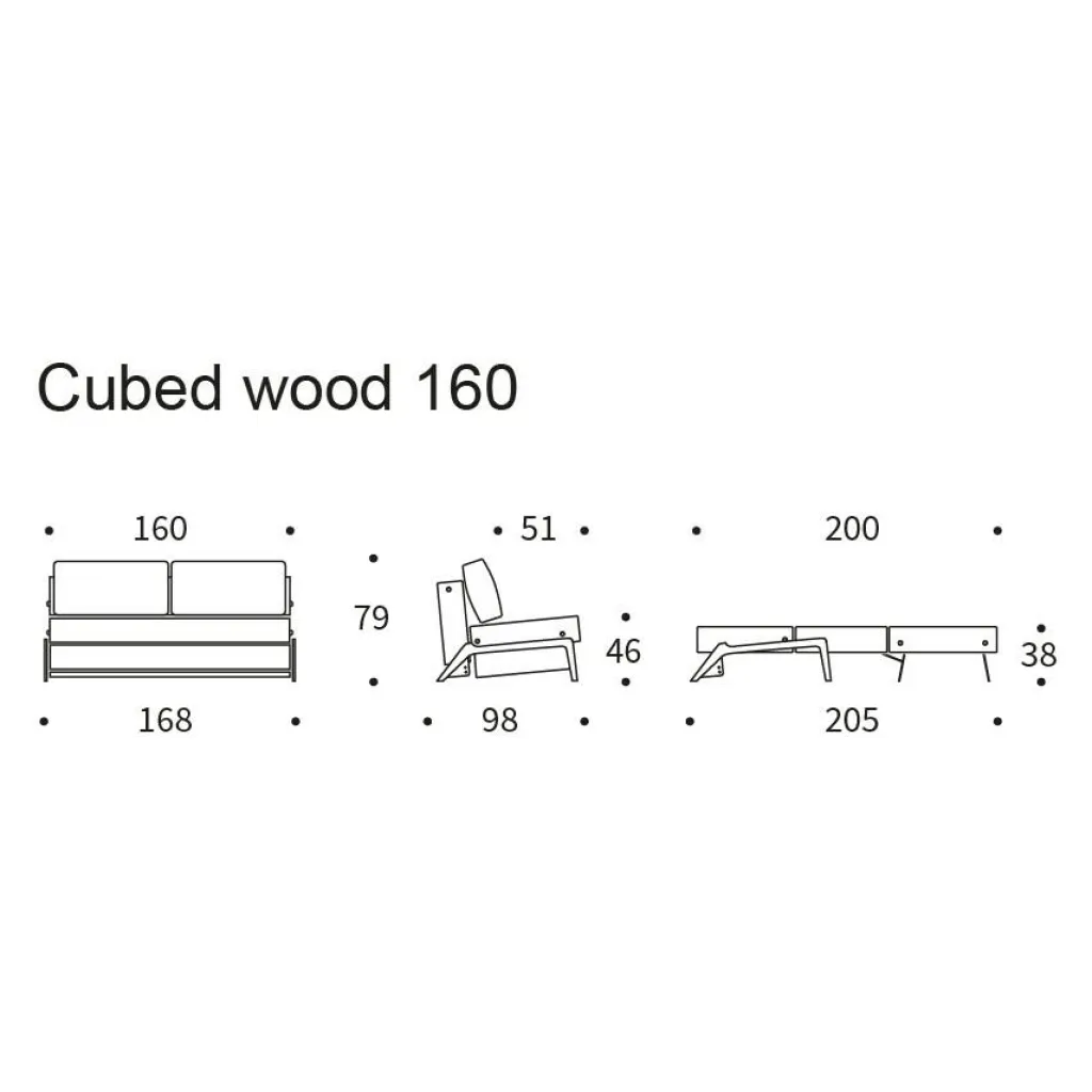 Innovation Living Cubed 160 Schlafsofa Eiche 168x98cm| Sofas|Schlafsofas
