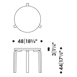 Artek 90D Beistelltisch Gestell klar lackiert| Beistelltische