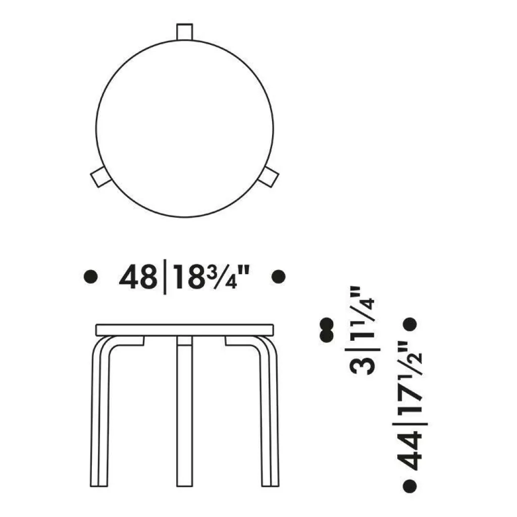 Tische^Artek 90D Beistelltisch Gestell klar lackiert