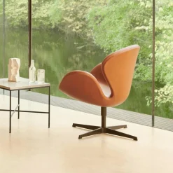 Fritz Hansen Der Schwan™/ Swan™ Sessel Leder Gestell Braun Bronze| Sessel