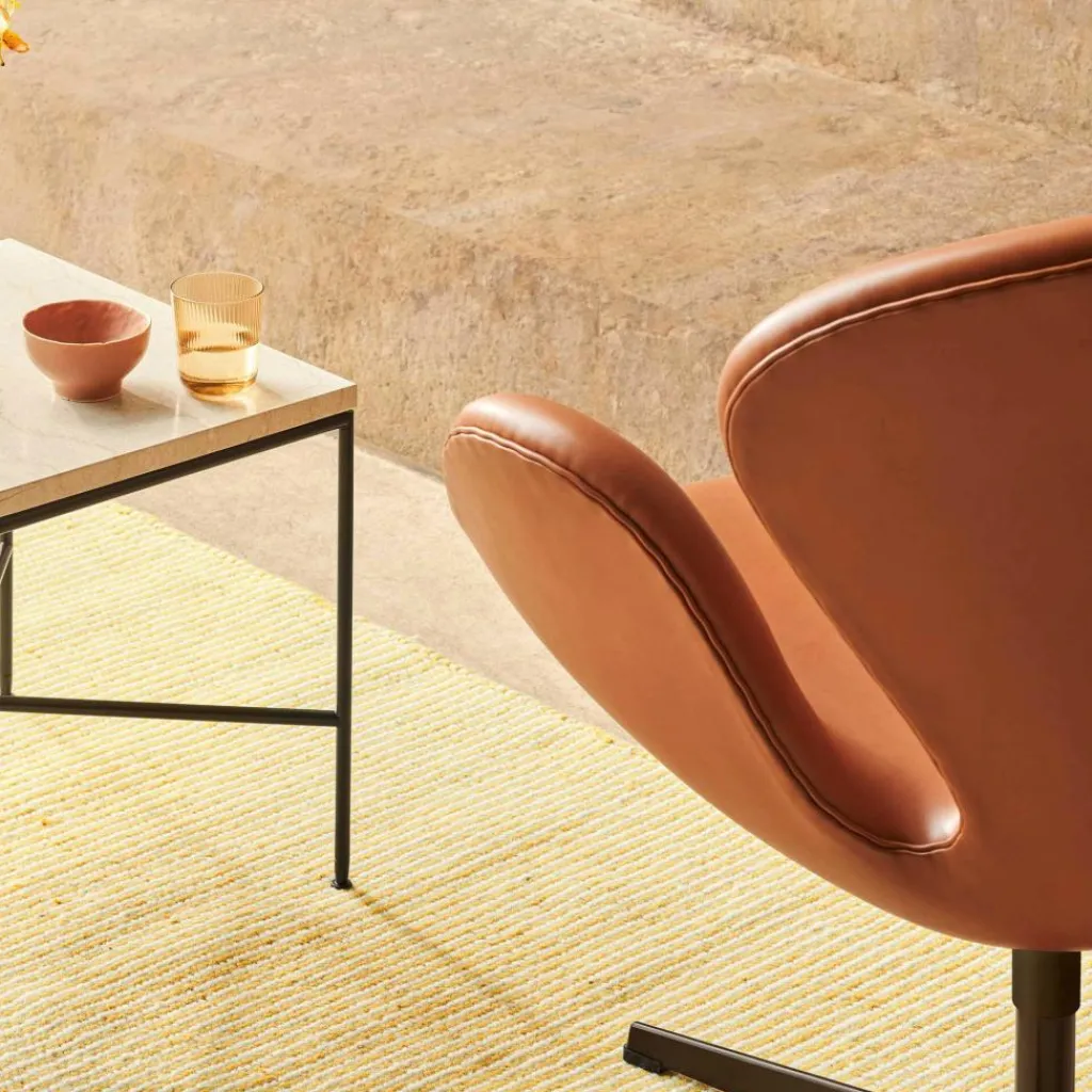 Fritz Hansen Der Schwan™/ Swan™ Sessel Leder Gestell Braun Bronze| Sessel