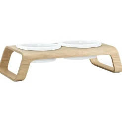 Heimtierbedarf^MiaCara Desco Hundenapfständer Holz mit Porzellannäpfen S