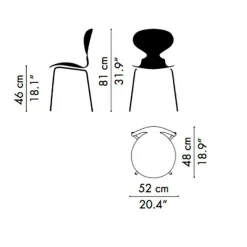 Stühle^Fritz Hansen Die Ameise™ Stuhl Vorne gepolstert Gestell verchromt