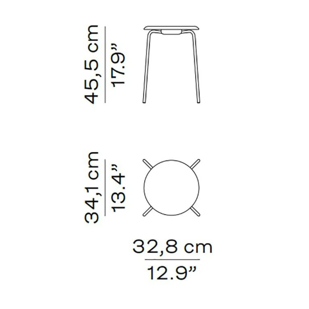 Hocker^Fritz Hansen DOT™ Hocker Furnier Gestell Stahl verchromt
