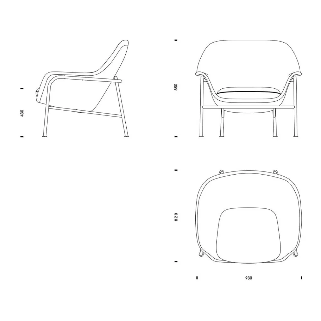 Sessel^Normann Copenhagen Drape Lounge Chair niedrig Gestell schwarz