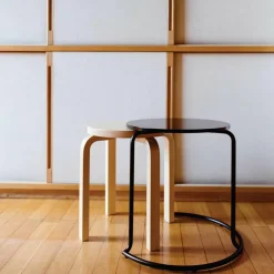 Hocker^Artek E60 Hocker Gestell klar lackiert