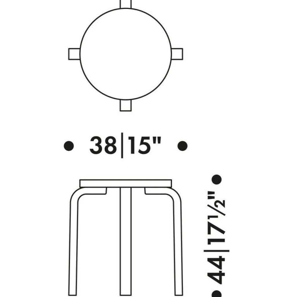 Hocker^Artek E60 Hocker Gestell klar lackiert