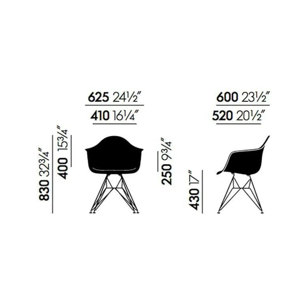 Stühle^Vitra Eames Fiberglass Armchair DAR Gestell weiß