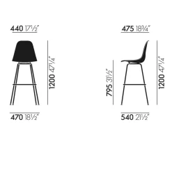 Barhocker^Vitra Eames Fiberglass Barstuhl hoch verchromt
