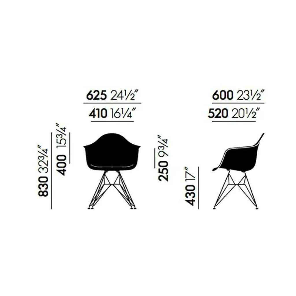 Stühle^Vitra Eames Plastic Armchair DAR Gestell verchromt