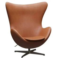 Sessel^Fritz Hansen Egg/ Das Ei™ Loungesessel Leder Gestell Braun Bronze
