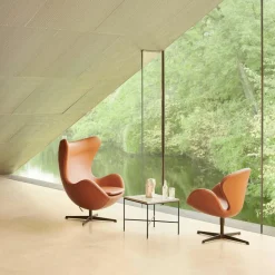 Sessel^Fritz Hansen Egg/ Das Ei™ Loungesessel Leder Gestell Braun Bronze