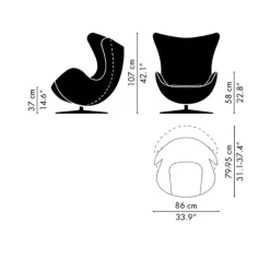 Sessel^Fritz Hansen Egg/ Das Ei™ Loungesessel Leder Gestell Braun Bronze