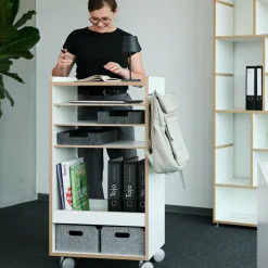 Container|Container^Tojo Fahrbar Rollwagen mit Fächern dreifach